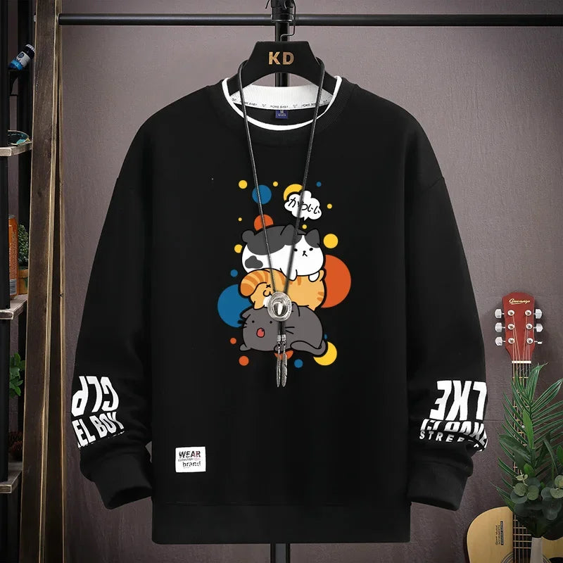 Spring Japan Cartoon Cats Sweatshirt