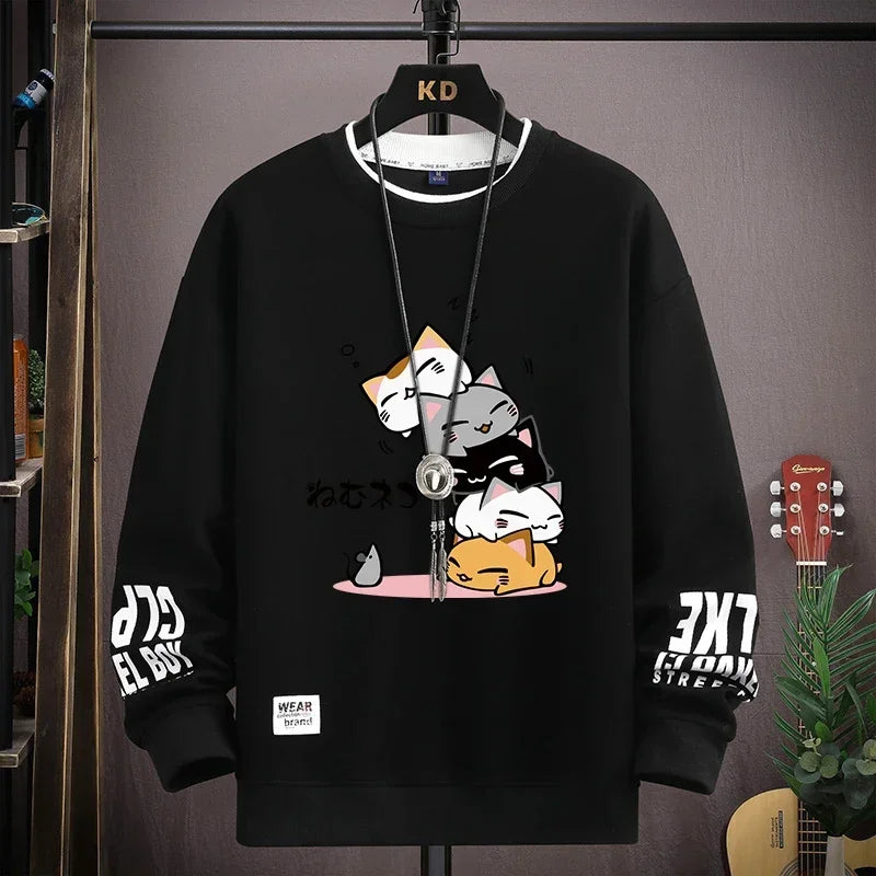 Spring Japan Cartoon Cats Sweatshirt