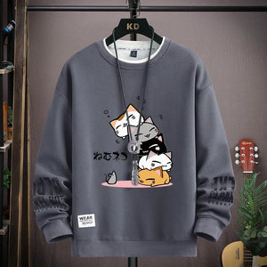 Spring Japan Cartoon Cats Sweatshirt