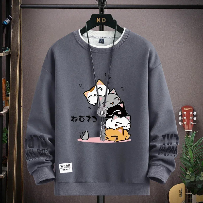 Spring Japan Cartoon Cats Sweatshirt