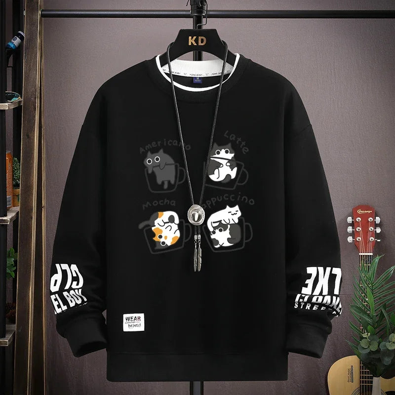Spring Japan Cartoon Cats Sweatshirt