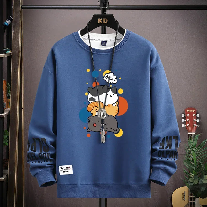 Spring Japan Cartoon Cats Sweatshirt