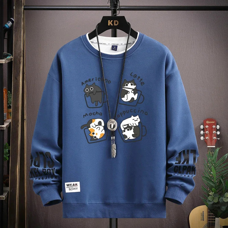 Spring Japan Cartoon Cats Sweatshirt