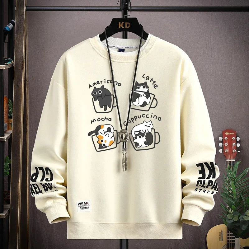 Spring Japan Cartoon Cats Sweatshirt