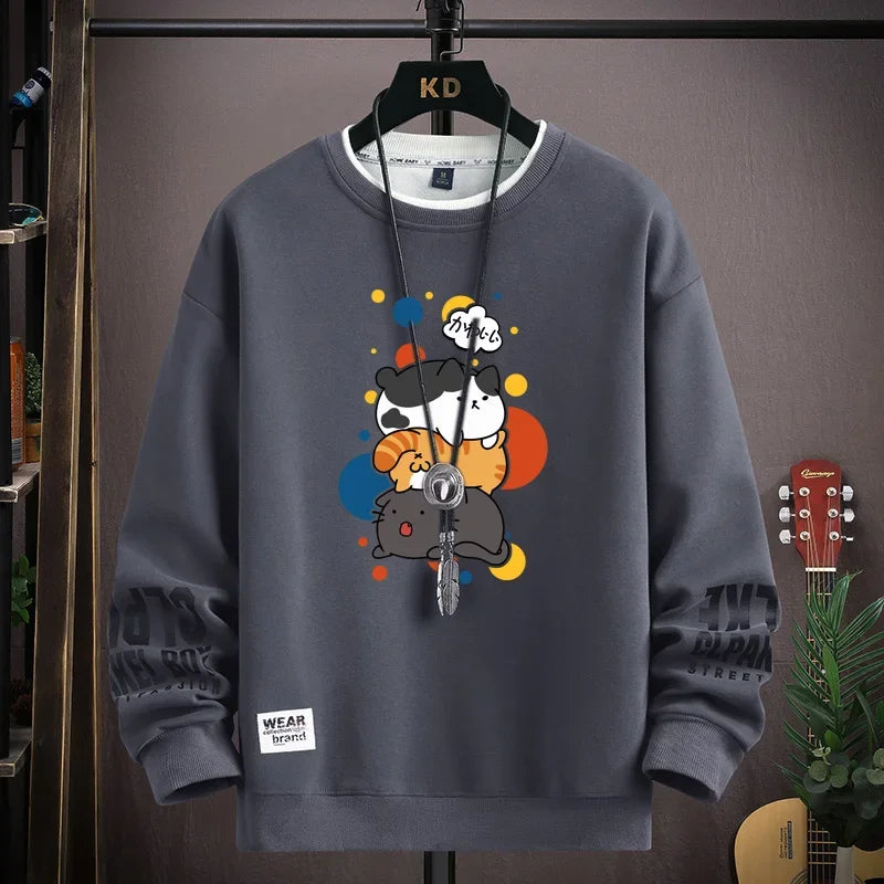 Spring Japan Cartoon Cats Sweatshirt