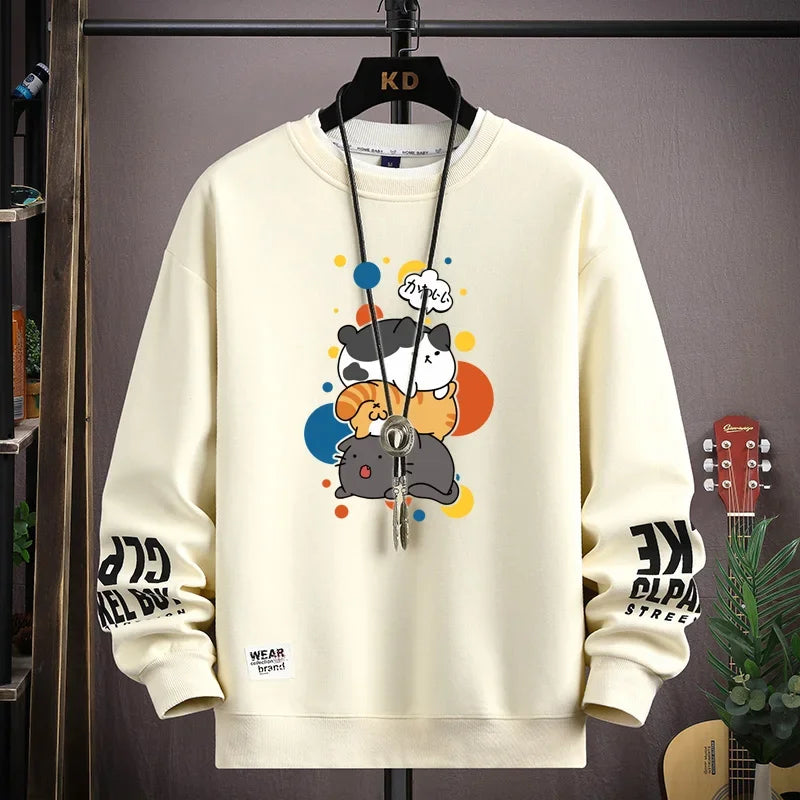 Spring Japan Cartoon Cats Sweatshirt