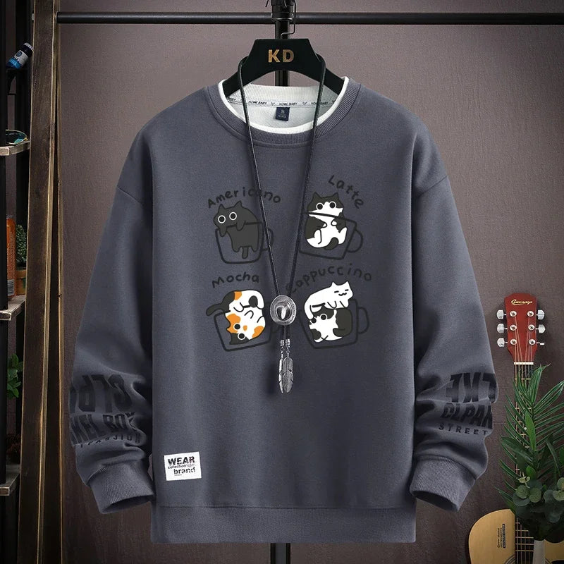 Spring Japan Cartoon Cats Sweatshirt