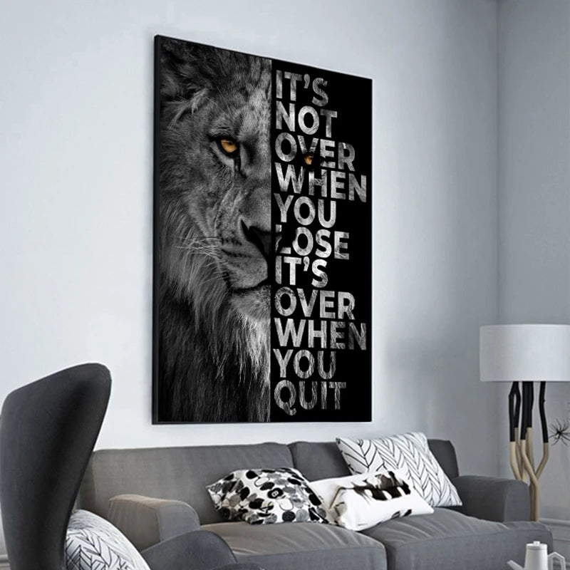 Lion Motivational Poster Canvas Print